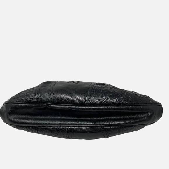 Sharif USA black Leather Patch work Handbag Purse Excellent framed vintage 90s - Picture 4 of 5